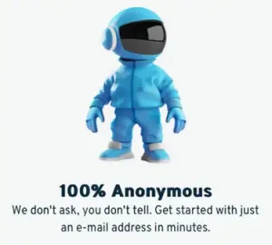 100% anonymity guaranteed