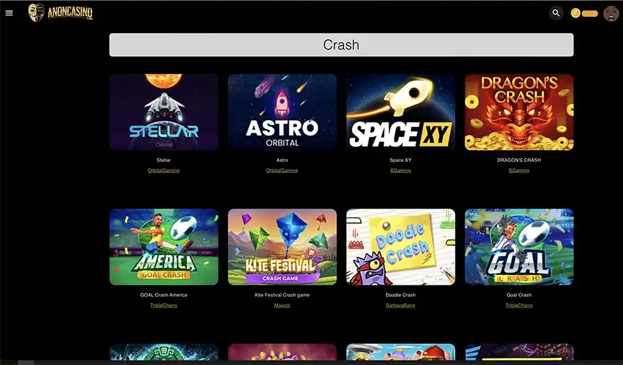 Anon Casino Crash Games Screenshot image #3 for Anon Casino
