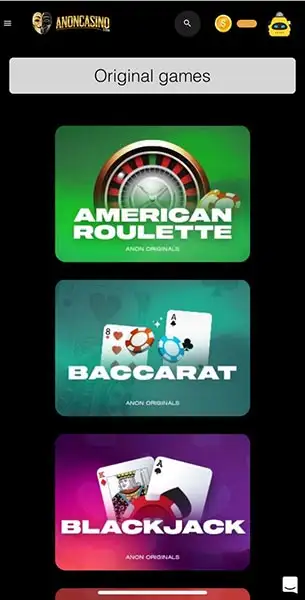 Anon Casino mobile screenshot #2 Mobile Screenshot image #2 for Anon Casino