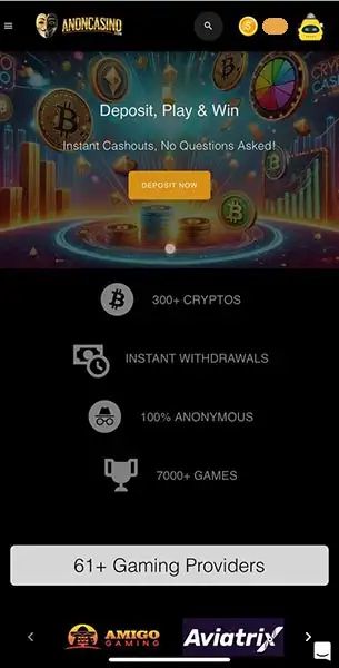 Anon Casino mobile screenshot #1 Mobile Screenshot image #1 for Anon Casino