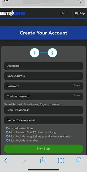 Bet GRW Casino Mobile Registration KYC Mobile Screenshot for Bet GRW Casino