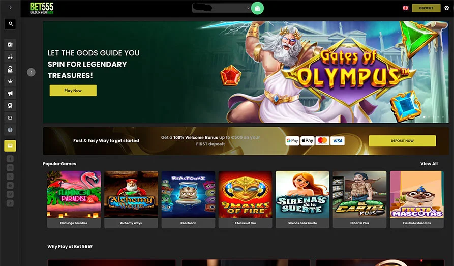 Bet 555 Casino Startpage Main screenshot image for Bet 555