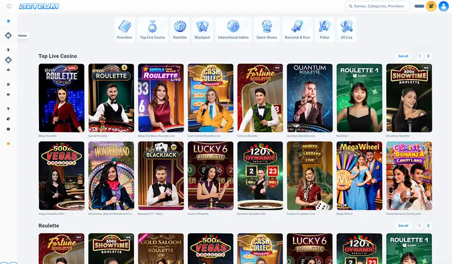 Beteum Live Casino Selection Landscape screenshot image #1 for Beteum Casino