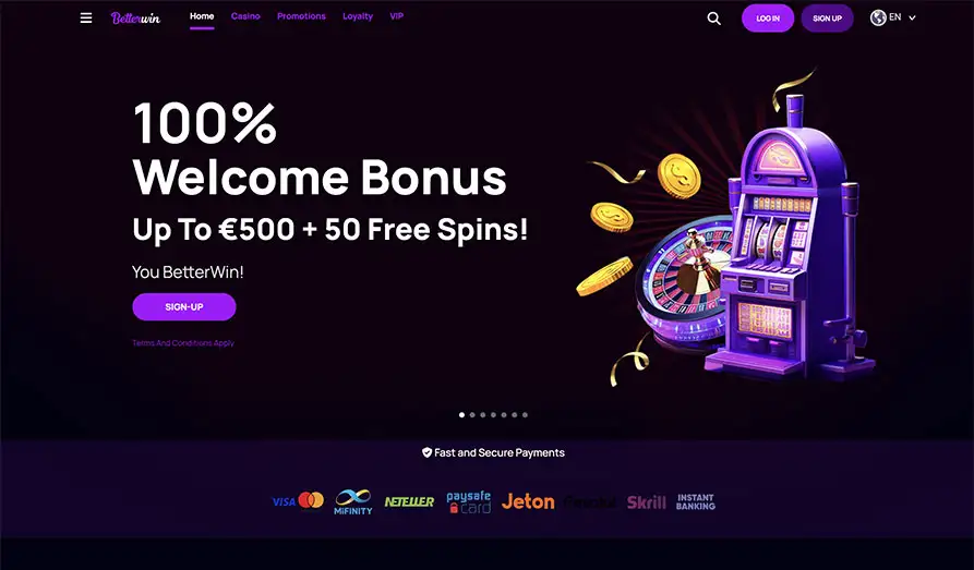 Better Win No KYC Casino Website Main screenshot image for Better Win Casino