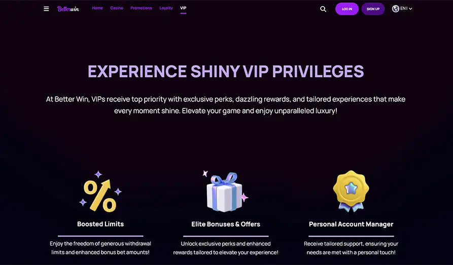 Better Win VIP Program Screenshot image #3 for Better Win Casino