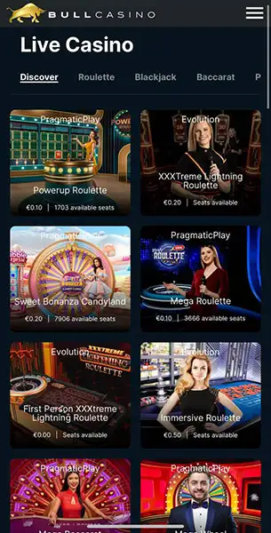 Bull Casino mobile screenshot #2 Mobile Screenshot image #2 for Bull Casino