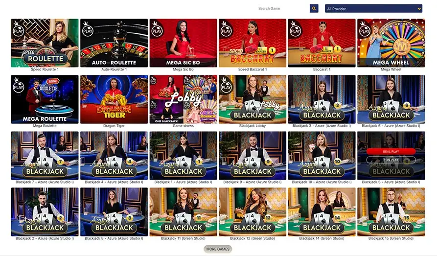Great Selection of Live Games on Casino Winner Landscape screenshot image #1 for Casino Winner