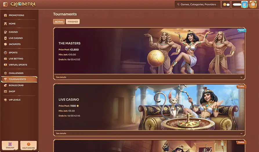 Cleobetra Casino Tournaments Landscape screenshot image #1 for Cleobetra Casino