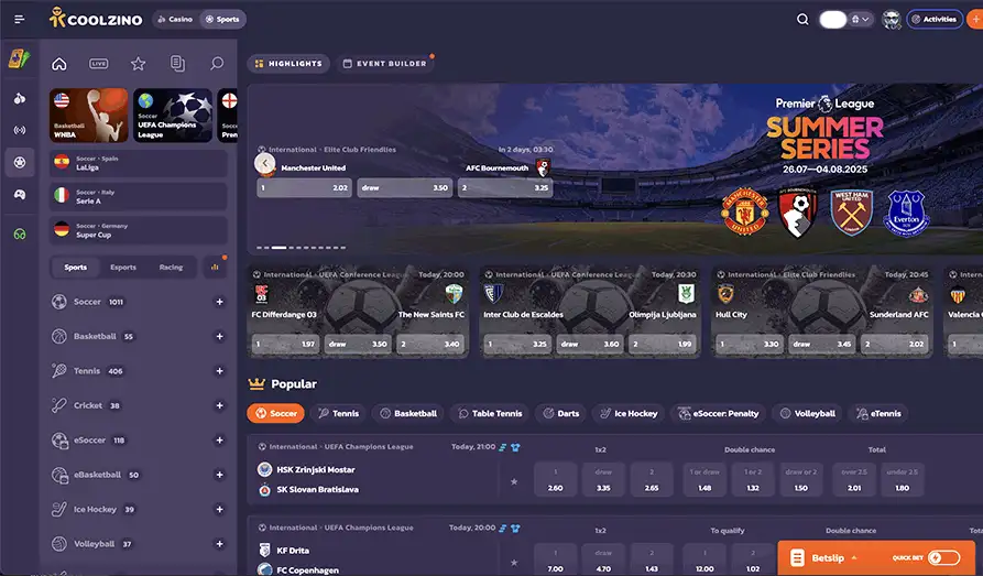 Coolzino Sports Betting Landscape screenshot image #1 for Coolzino Casino