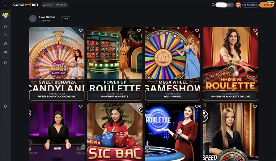 Corgi Bet Live Casino Games Landscape screenshot image #1 for Corgi Bet