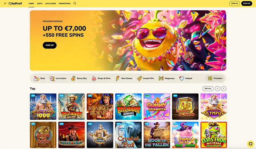 Fat Fruit Casino Frontpage Main screenshot image for Fat Fruit Casino