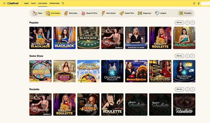 Fat Fruit Live Casino Screenshot image #2 for Fat Fruit Casino