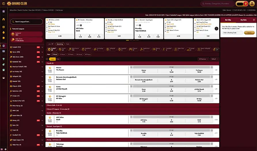 Grand Club Sport Betting Page Screenshot image #3 for Grand Club Casino