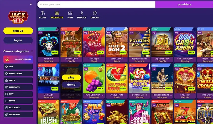 Jacktop Casino Progressive Jackpots Screenshot image #2 for Jacktop Casino