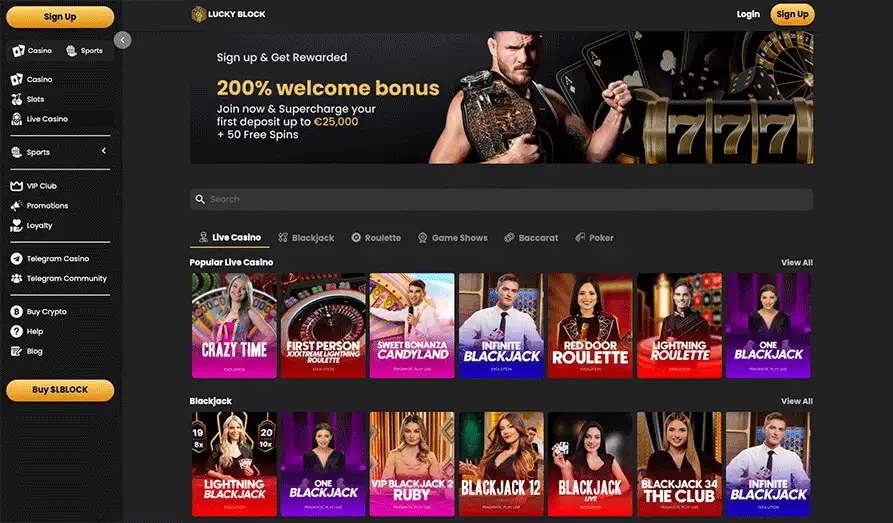 Lucky Block Live Casino Landscape screenshot image #1 for Lucky Block Casino
