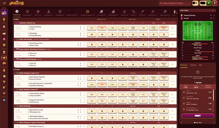 Magius Live Betting Landscape screenshot image #1 for Magius Casino