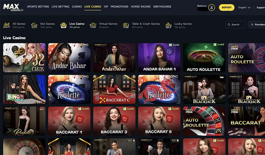 Max Live Casino Games Landscape screenshot image #1 for Max Casino