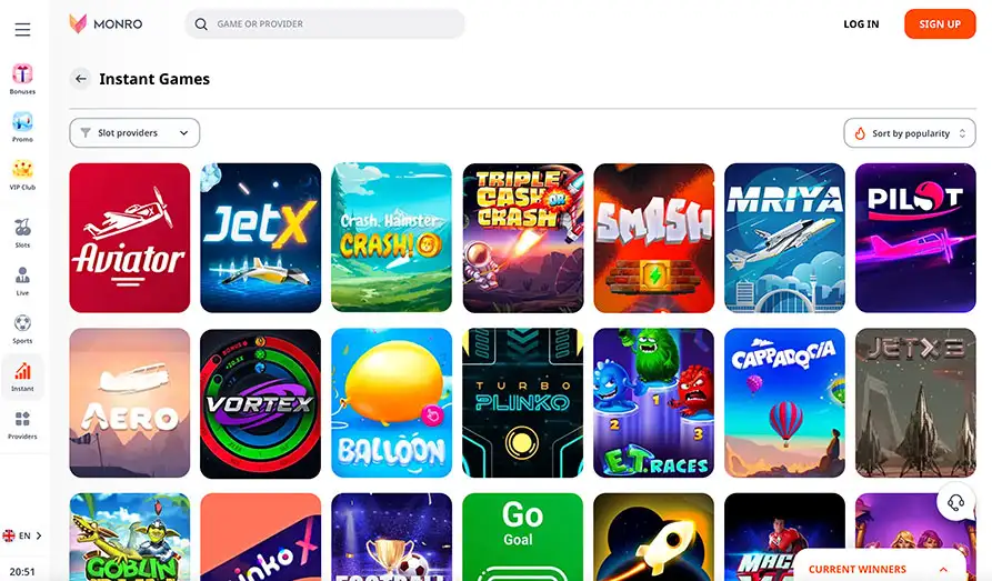 Monro Casino Crash Games Screenshot image #2 for Monro Casino