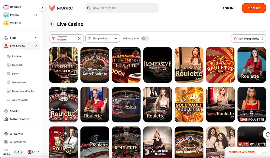 Monro Live Casino Landscape screenshot image #1 for Monro Casino