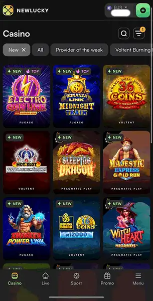 New Lucky Casino mobile screenshot #2 Mobile Screenshot image #2 for New Lucky Casino