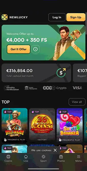 New Lucky Casino mobile screenshot #1 Mobile Screenshot image #1 for New Lucky Casino