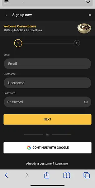 Olympus Bet Mobile Casino Registration KYC Mobile Screenshot for Olympus Bet