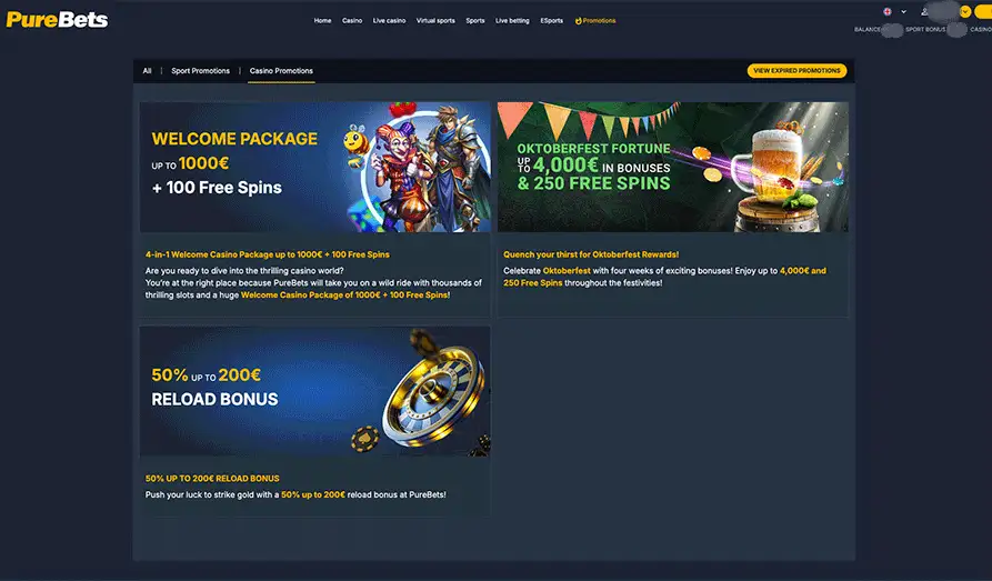 Pure Bets Casino Bonuses Landscape screenshot image #1 for Pure Bets