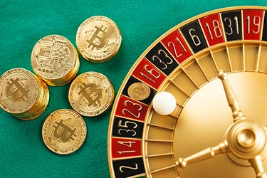 Roulette table with Bitcoin on black