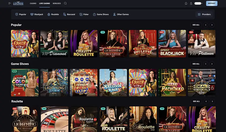 Slot Lounge Live Casino Games Landscape screenshot image #1 for Slot Lounge Casino