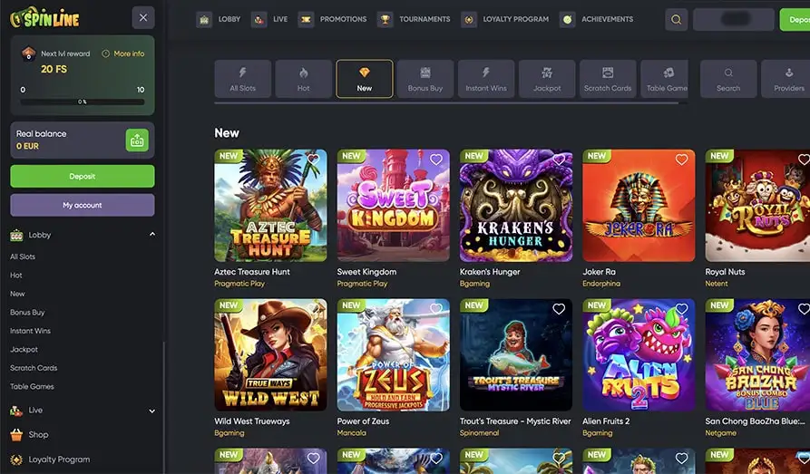 Spinline New Games Screenshot image #2 for Spinline Casino