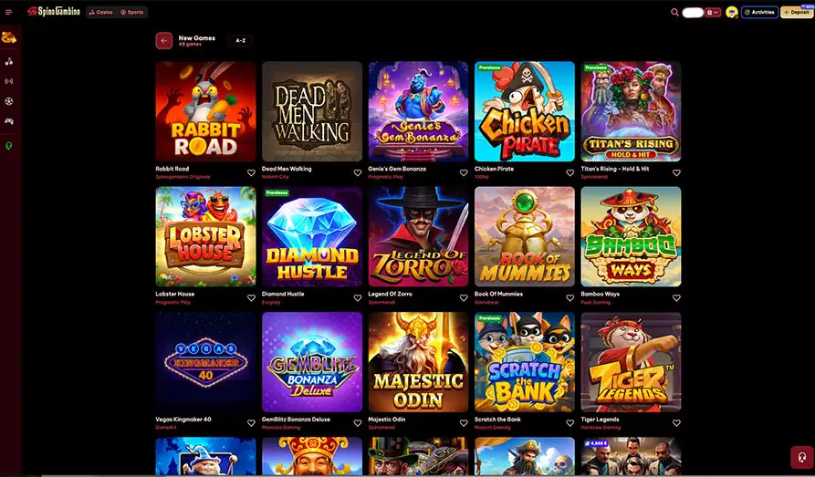 Spino Gambino - New Games Landscape screenshot image #1 for Spino Gambino Casino