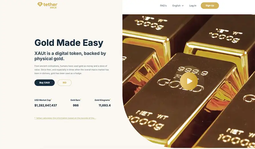 Tether Gold Startpage