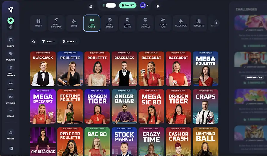 Thrill Live Casino Landscape screenshot image #1 for Thrill Casino