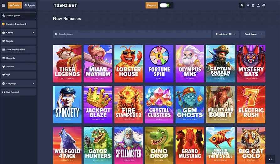 Toshi Bet - New Slots Landscape screenshot image #1 for Toshi Bet