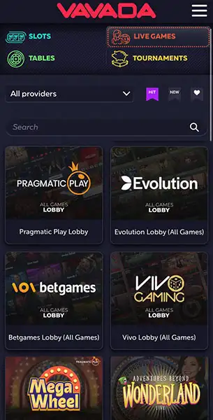Vavada Casino mobile screenshot #2 Mobile Screenshot image #2 for Vavada Casino