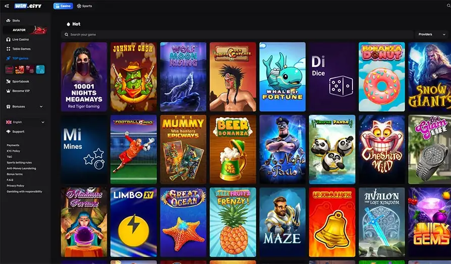 WinCity Casino's Hottest Games Landscape screenshot image #1 for Win City Casino