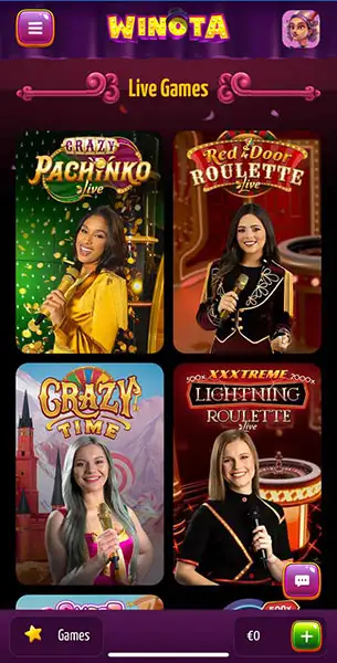 Winota Casino mobile screenshot #4 Mobile Screenshot image #4 for Winota Casino