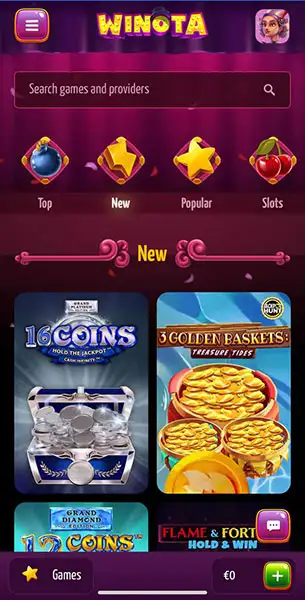 Winota Casino mobile screenshot #5 Mobile Screenshot image #5 for Winota Casino