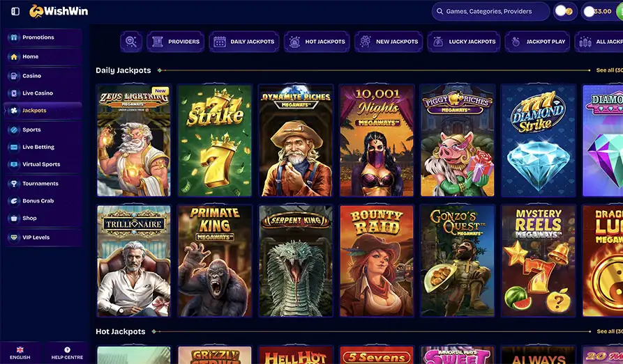 Wish Win Jackpot Games Landscape screenshot image #1 for Wish Win Casino