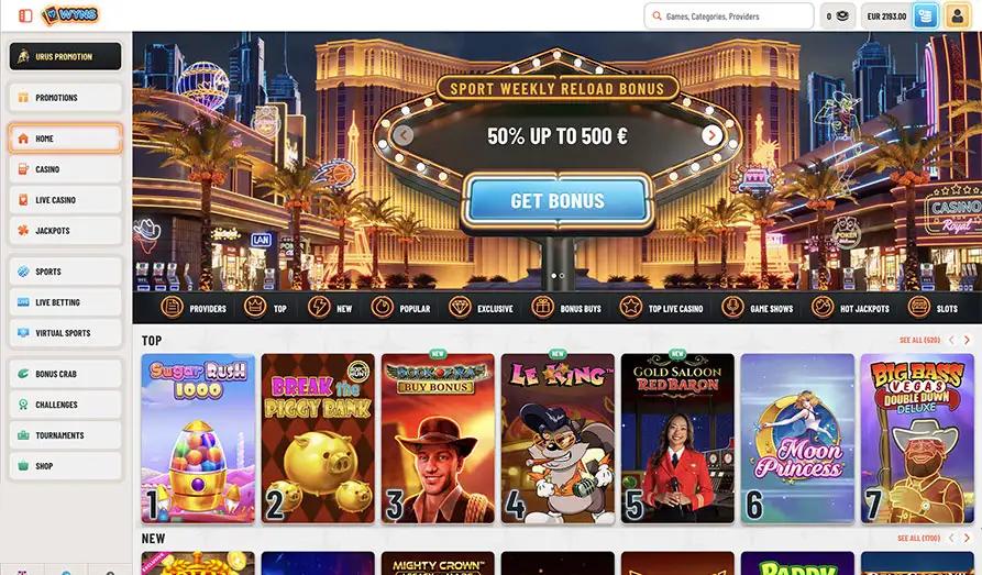 zertifiziert Wyns Casino cashback-bonus banner