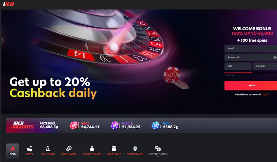 Main screenshot image for 1Red Casino