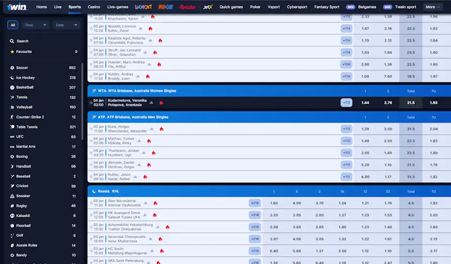 1Win Casino sports betting Screenshot image #2 for 1Win Casino