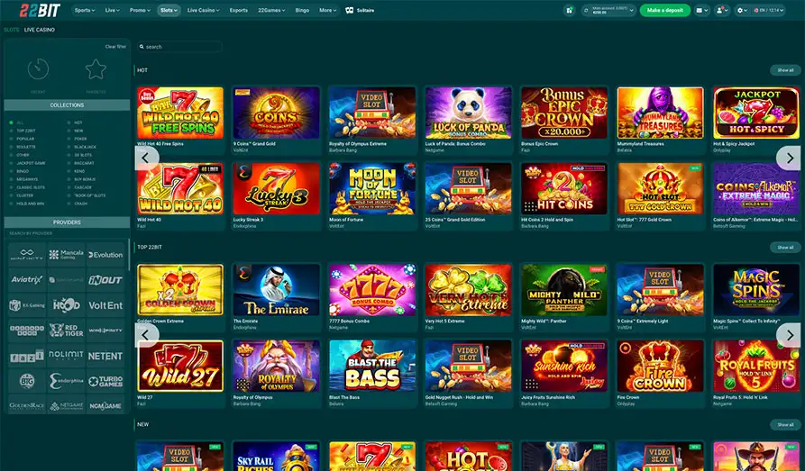 22 Bit - Hot Slots Landscape screenshot image #1 for 22 Bit Casino