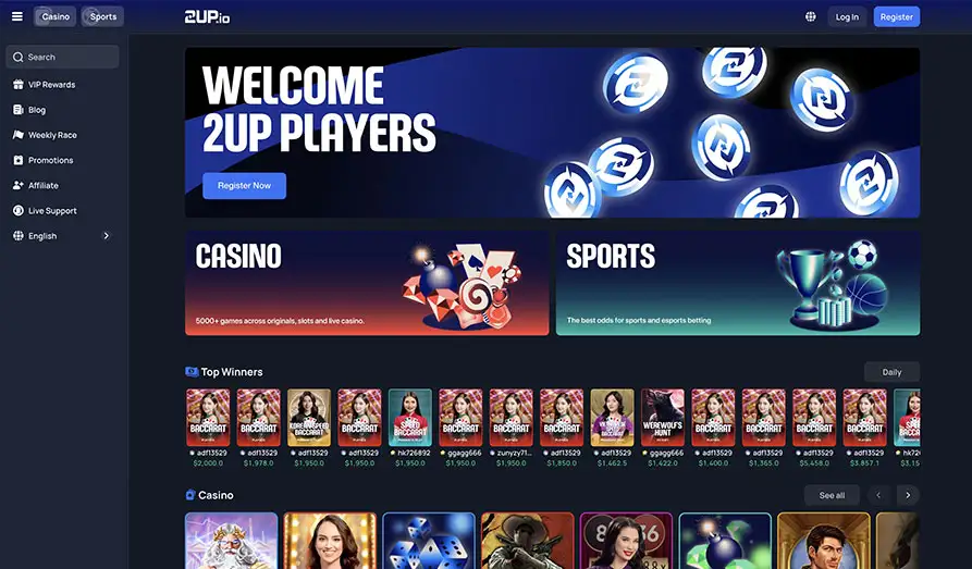 Main screenshot image for 2up Casino