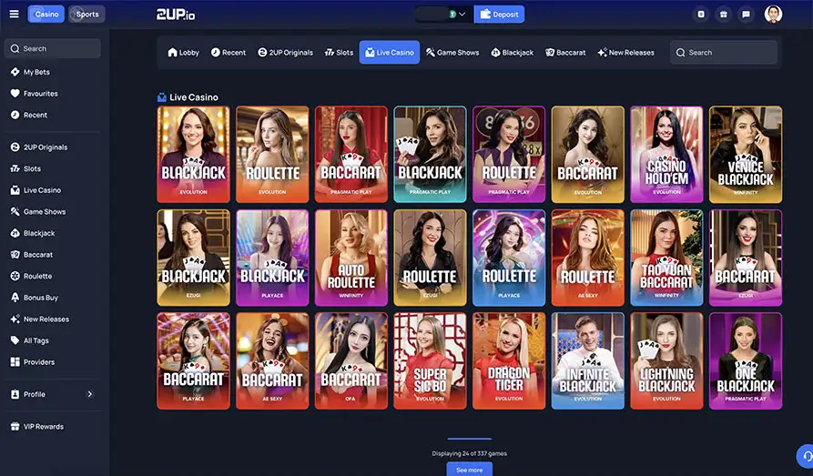 Landscape screenshot image #1 for 2up Casino