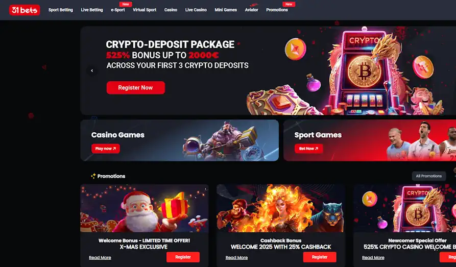 Main screenshot image for 31 Bets Casino
