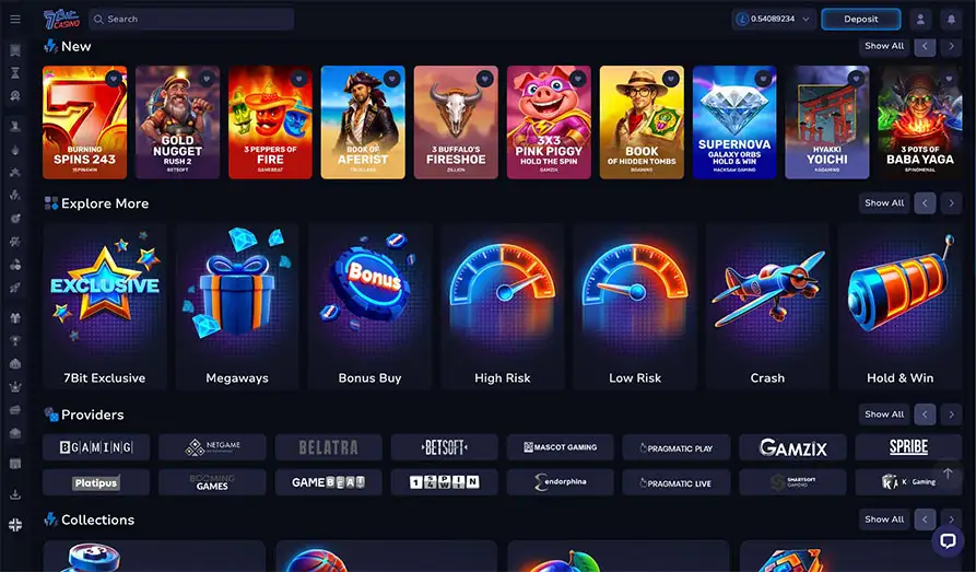 Landscape screenshot image #1 for 7 Bit Casino