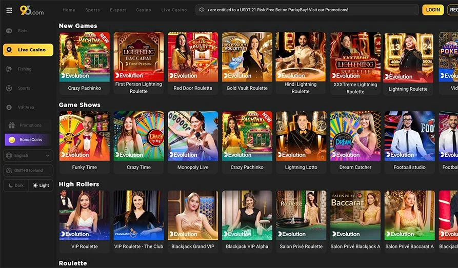 96 Casino live dealers Landscape screenshot image #1 for 96 Casino