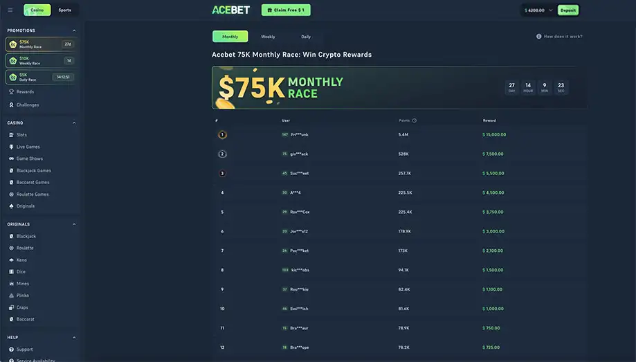 Acebet's Monthly Race Landscape screenshot image #1 for Ace Bet