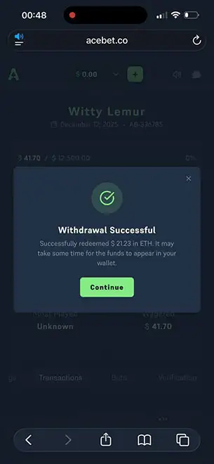 Casino Withdrawal Sent